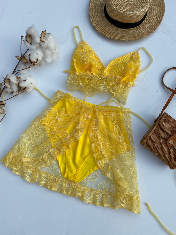 Create Your Own - Lace up Bralette, Wrap Skirt and Bloomers Set