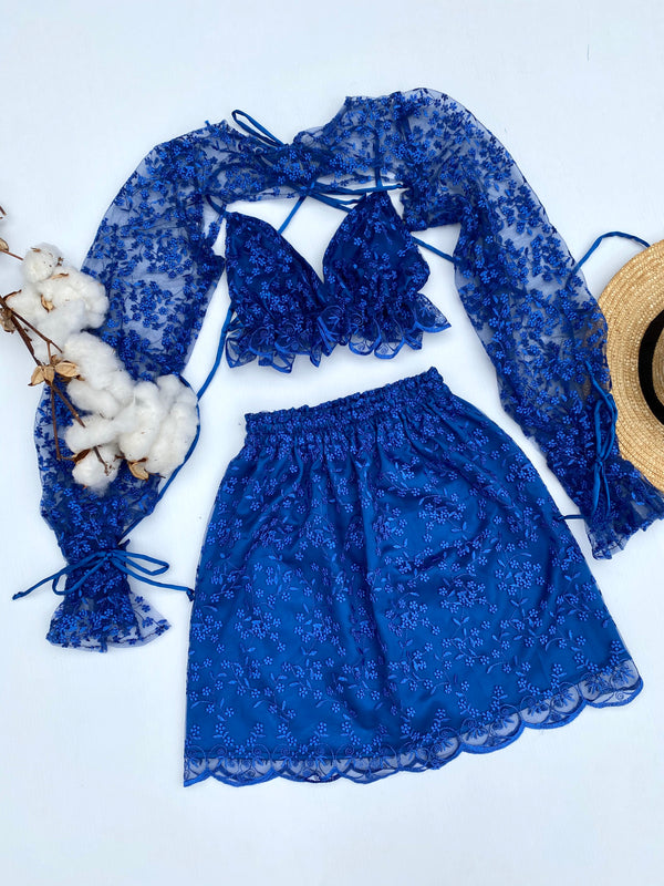 Create Your Own - Laura Lace Set and Elastic Waist Skirt With Split