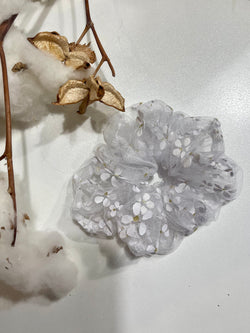 White Floral  Lace Scrunchie