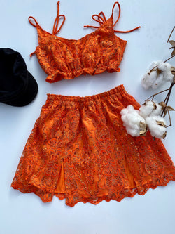 Create Your Own - Frill Crop and Double Split Skirt - Lace